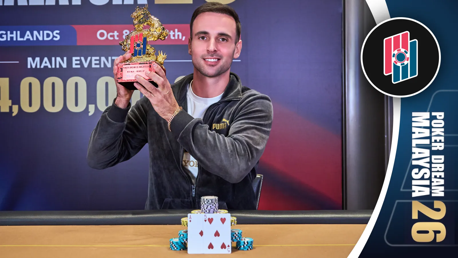 First Time at Poker Dream, First Event, First Trophy for Romans Lihacovs
